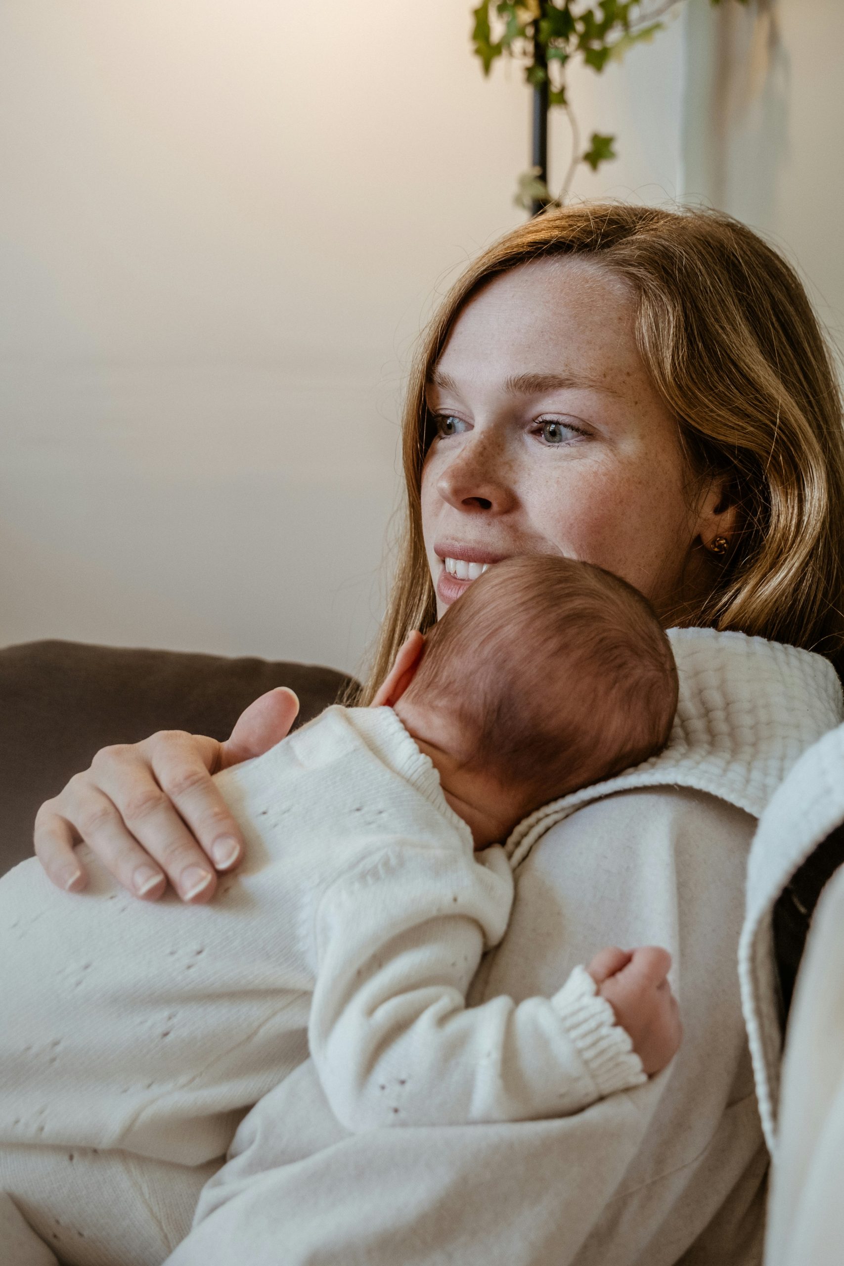 Mother and newborn bonding at home